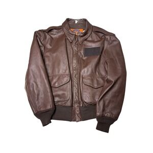 VTG Cooper Type A-2 Goatskin Leather Flight Jacket Brown Mens 44R GAC Made USA